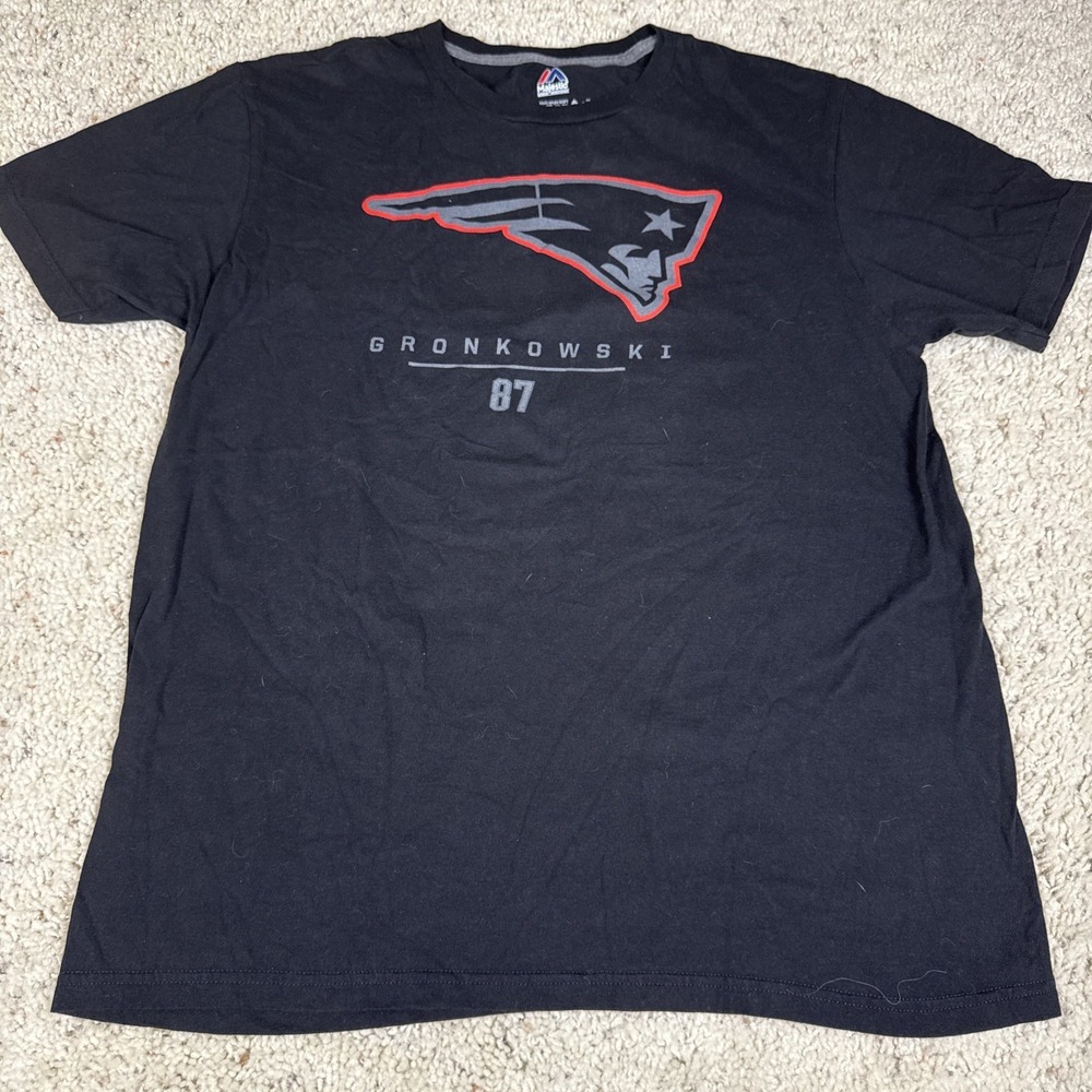 New England Patriots Rob Gronkowski Graphic T-Shirt Men's Size L Black Gronk #87